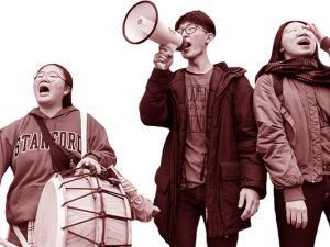 Three picketers at the UTLA strike in January 2019.