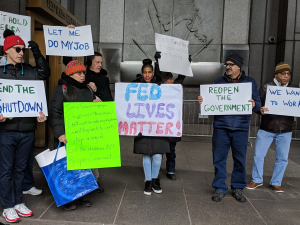 Protesters picket against the January 2019 federal shutdown.