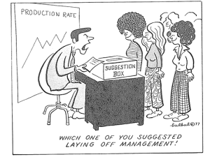 cartoon where boss is angry because workers suggested firing management instead of concessions