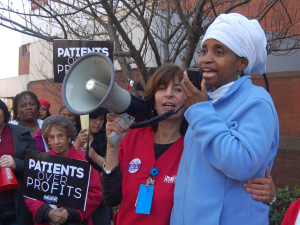 Nurses picketing.