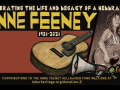 Graphic shows woman with guitar and says Anne Feeney, 1951-2021 