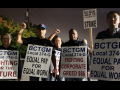 Four BGGTM Kellogg workers with signs on the picket line in Lancaster, Pennsylvania 