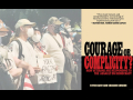 A line of veterans in Portland and the cover of the book Courage or Complicity