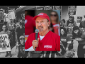 Inset photo of Sal Rosselli, a white man in red NUHW scrubs, speaking on a mic at a rally. Behind this, a black-and-white photo of a racially diverse, mostly female group of NUHW workers pose on strike. Most carry printed picket signs with messages like "Patients before profits" and "Kaiser, don't deny my patients [the rest is obscured]." One woman carries a large handpainted sign with a fist logo and the words "Huelga de NUHW," Spanish for NUHW strike.