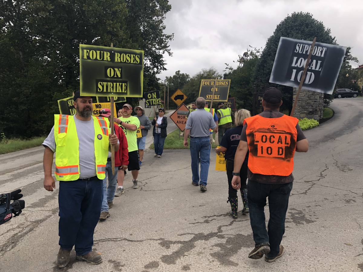 Four roses workers picketed for a better contract.