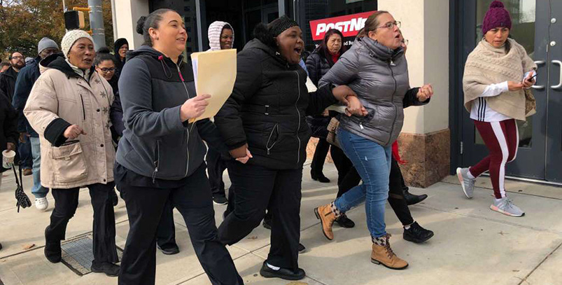 Stamford Sheraton hotel workers march on the boss.