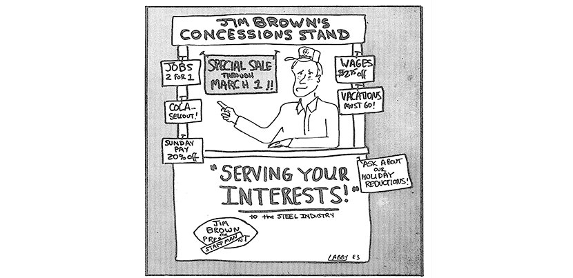 cartoon depicting sales stand of concessions