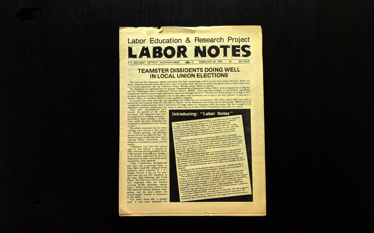 Cover of the first issue of Labor Notes