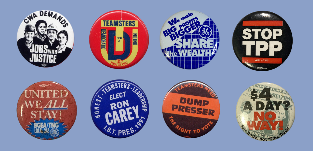 A collection of labor pins.