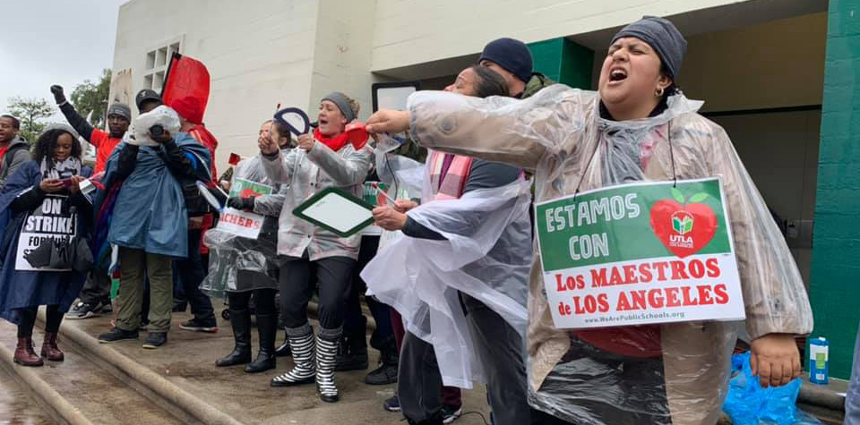 Teachers on a picket line in Los Angeles January 2019