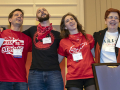 Group of singers in line, with arms around each other, at 2018 Labor Notes Conference.